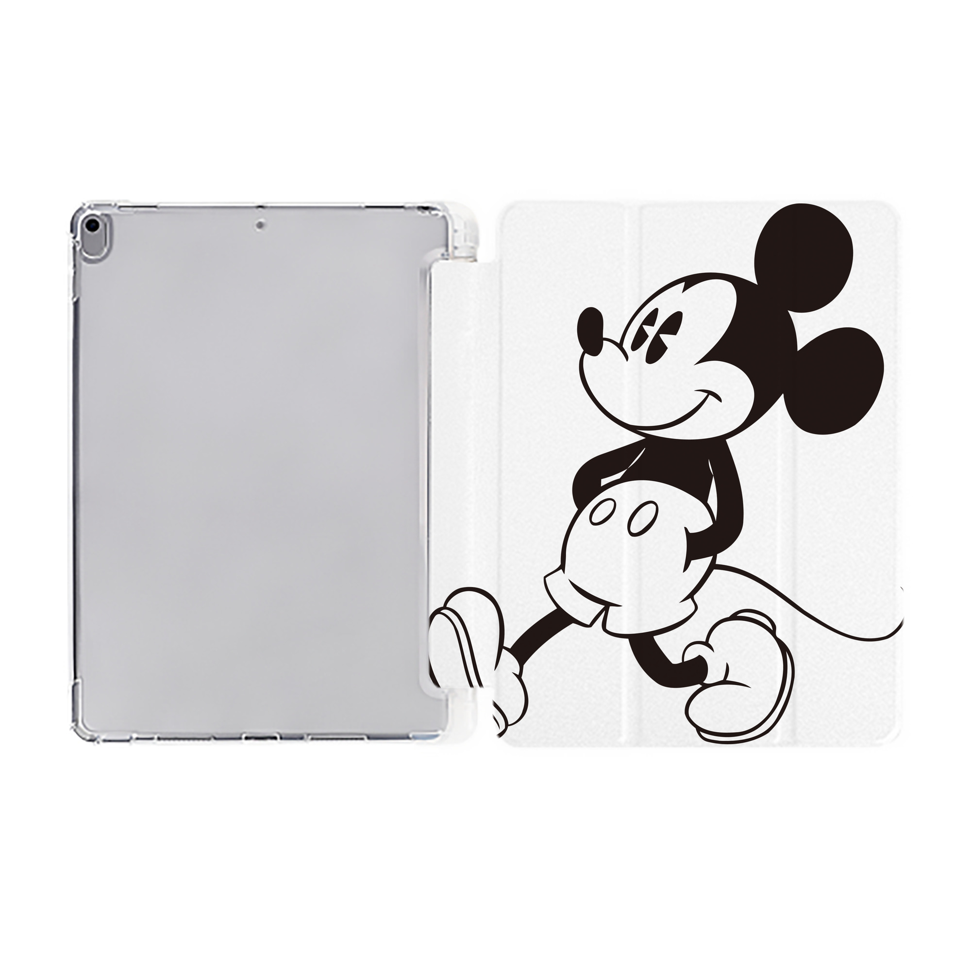 （画像用） ミッキーマウス Mickey Mouse IPad ケース ペン収納付き 三つ折りスタンド PUレザー×シリコン 対応機種9.5/10.5/10.9インチ